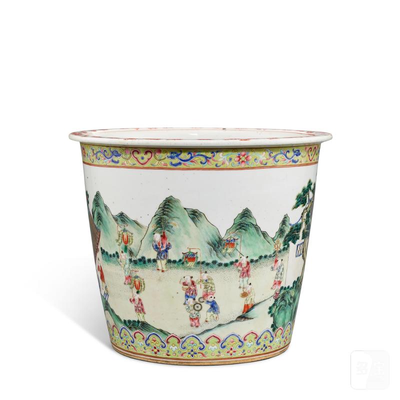 A famille-rose 'boys and lanterns' jardinière, Qing dynasty, Qianlong period | 清乾隆 粉彩童子鬧元宵圖缸 - 图3